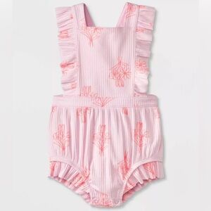 Cat & Jack Pink Floral Ruffle Romper